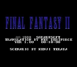 Final Fantasy II (Japan) [En by Demiforce v1.03] [Bug+Title Fixes by Parasyte v1.0] (Weapon-Magic Exploit Fix)