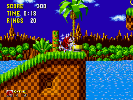 Sonic the Hedgehog (USA, Europe) [Hack by Stealth Rev 1] (~Knuckles the Echidna in Sonic the Hedgehog)